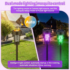 Qualirey 4 Pack Solar Bug Zapper Outdoor Waterproof Mosquito Repellent Killer Bug Zapper Lamp with LED Light for Outdoor Garden Patio Yard (Purple and Colorful Light,Black)