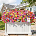 Alupssuc 48 Bundles Artificial Flowers for Outdoors Decoration, UV Resistant Silk Faux Floral Spring Fake Plastic Plants Greenery for Outside Indoor Home Garden Porch Window Box Decor, Mix 6 Colors