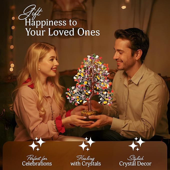 Chakra Tree - Chakra Crystals, Mix Crystal, Money Trees, Tree of Life Chakra, Balancing Tree, Crytals and Gemstones, Good Luck Home Decor