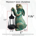 Rabbit Garden Statue Outdoor Décor with Solar Lights Lantern,Rabbit Solar Light Figurines Outside Decorations for Yard，Lawn, Patio, Balcony, Unique Housewarming Gifts