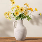 Ceramic Flower Vase Home Decor - 10 Inch Large White Rustic Table Flowers Vases Living Room Bedroom Plant Decorations Farmhouse Vintage for Kitchen Shelf Office Coffee Dining Desk House Women