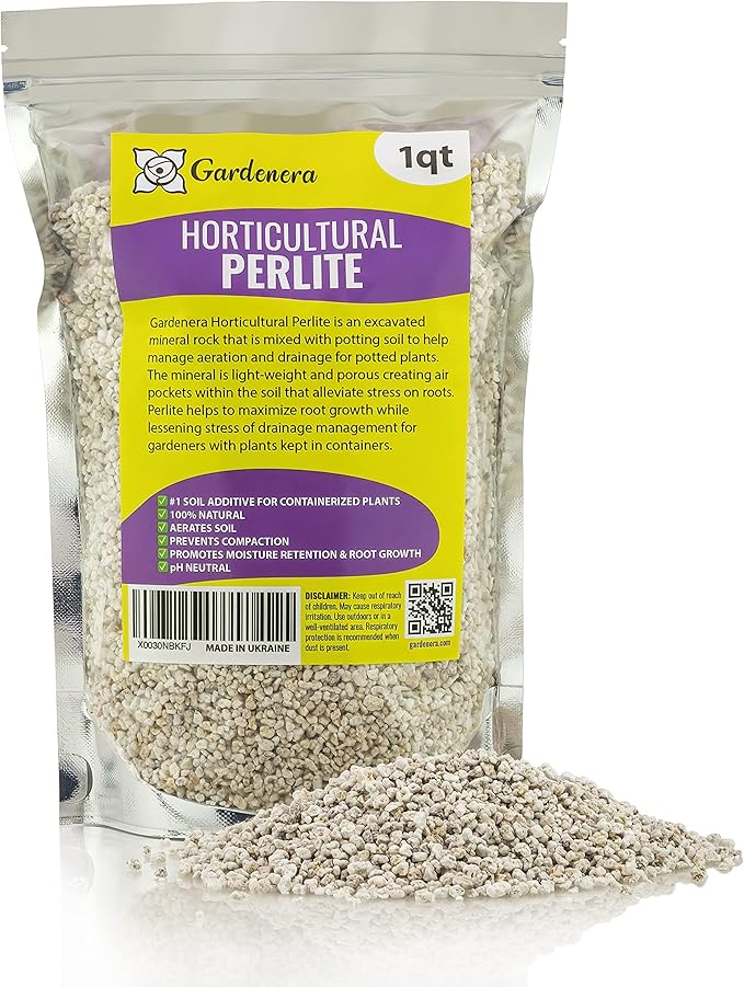 Premium Organic Perlite - (Made in Ukraine) Horticultural Soil Amendment for Indoor & Outdoor Container Plants for Drainage Management and Enhanced Growth - 1 Quart