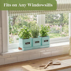 PERFNIQUE Indoor Herb Garden, Herb Planter Set with Tray, Farmhouse Indoor Plant Pots, Windowsill Herb Garden with Drainage(Planter only) for Indoor/Outdoor, Window Pots (Mint)