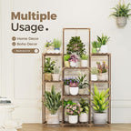 Bamworld Plant Shelf Indoor Outdoor Large Plant Shelf Tall Hanging Plant Holder Wood Flower Stand for Window Living Room Garden Balcony Home Decor Flower Patio 3 Tiers