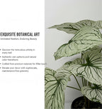 16'' Fake Plant Tall Artificial Caladium Plants Indoor with Black Planter Design, for Home Living Rooms Patios Porches Bathrooms Outdoor Decor (Green)