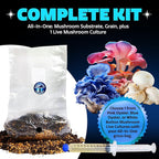 All-In-One Mushroom Grow Kit Bag | Complete Cultivation Kit with Live Cultures, Sterilized Grain Bags, Mushroom Substrate, and Injection port, Easy Grow Various Gourmet Mushroom Species