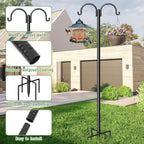 Double Shepherds Hooks for Outdoor, 60" Heavy Duty Bird Feeder Pole with 5-Prong Base - Rust-Proof, Adjustable Bird Feeder Hanger for Garden, Wedding Decor & Hanging Plants