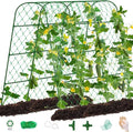 Extra Large Cucumber Trellis for Raised Bed, U-Shape Garden Trellis for Climbing Plants Outdoor,Adjustable Metal Arch Vegetables Trellis,Plant Support Garden Stakes for Vine (Green,65"x49.2"x23.6")