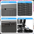 320 Gallon Outdoor Deck Box, Lockable Waterproof Outdoor Storage Boxes For Garden Tools,Indoor Cushions,Accessories Outside Storage Resin Weatherproof Container(Black)