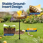 VIVOHOME Oval Bird Bath for Outside, Outdoor Birdbath Bowl with Metal Ground Stake, Weather-Resistant ABS Bird Bath and Feeder for Garden, 1.3 Gallons, Copper