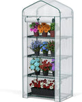 WORKPRO Mini Greenhouse, 4-Tier Portable Small Greenhouses for Outdoor Indoor with Shelves and Thicken PE Cover, White - 27" L x 19" W x 63" H, Ideal Gardening Gifts for Women Men