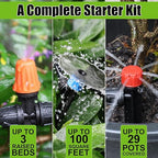 100FT Drip Irrigation System Kit, Automatic Watering System with 30 Adjustable Nozzles & 30M 1/4" Tubing – DIY Solution for Gardens, Greenhouses, Patios & Lawn – Effortless Plant Care + Water-Saving