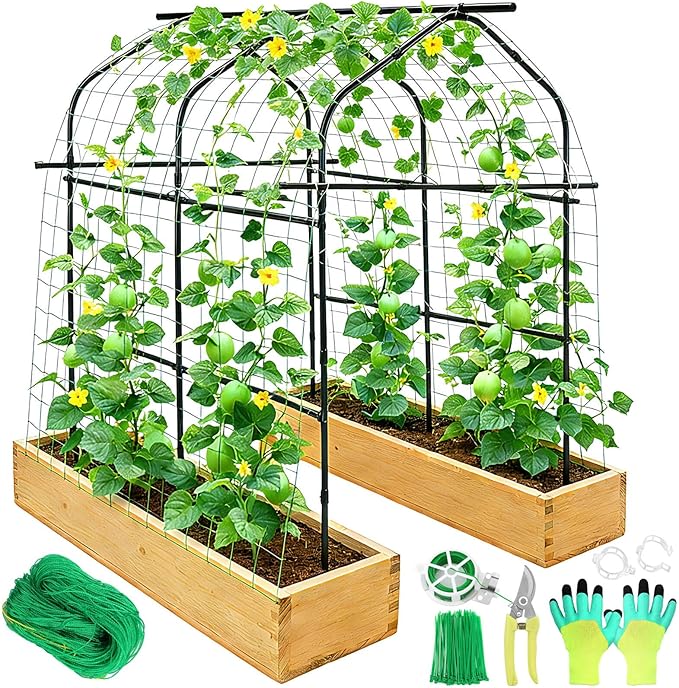 Tall Garden Arch Trellis for Climbing Plants Outdoor,7 ft Arbor Large Arch Tunnel Trellis, Metal Cucumber Trellis, Plant Support Archway Garden Trellis for Vegetables Fruits Flowers Yard