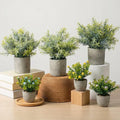 Chunful 6 Pcs Small Fake Plants Potted Faux Mini Artificial Plants Rosemary Babys Breath Artificial Flowers Farmhouse Table Centerpiece Decoration for Living Room Desk Shelves Bathroom Bedroom Office
