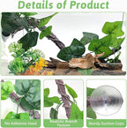 VCEPJH Reptile Climbing Branch Decor 2 Pcs Bendable Jungle Vine with Suction Cup Terrarium Plant Decoration for Gecko Bearded Dragons, Snake,Frogs, Chameleons Cage Accessories (W)