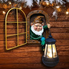 Garden Gnomes Statues with Solar Lantern Christmas Decorations, Outdoor Tree Hugger Gnome Decor Statue, Tree Face Figurines for Fence Wall Yard Home Birthday Gifts for Mum, Women