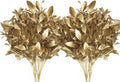 PASYOU Artificial Golden Plants Decor, Plastic Grass Fake Shrubs Simulation Leaves for Indoor Outdoor Home Garden Planter Filler Party Verandah Wedding Faux DIY Decoration - Gold 6 Pack