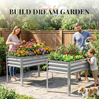 KING BIRD Large Raised Garden Bed with Legs Galvanized Elevated Planter Box 48×24×32 in for Backyard, Patio, Balcony, 400lb Capacity, Silver 2pcs