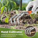 Garden Tool Set, 4Pcs Aluminum Heavy Duty Gardening Tool Set, Include Shovel, Transplant Trowel, Hand Cultivator and Shear with Rubberiz NonSlip Ergonomic Handle, Gardening Kit for Women Men