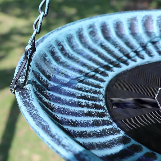 12.3" Hanging Bird Bath with Solar Fountain Bird Bath Bubbler，Birdbath Fountain for Garden Patio Decor,Blue