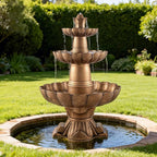 MO 48.8" 3-Tier Freestanding Water Fountain Outdoor Garden, Like Stone Large Bird Bath with Pump, Outdoor Waterfall Feature for Yard Patio Home Decor