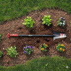Root Slayer RS223 Nomad Mini Steel Garden Spade with Serrated Edge for Digging Soil and Roots, Compact Tool, Black