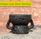 Air Plant Holders Unique, Lava Rock Air Plant Pot, Classy Black Plant Stand Container for Air Plants, Small Rock Pot (Black)