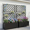 VINGLI 71″H Metal Raised Garden Bed with Trellis and Wheels, Outdoor Planter Box with Drainage Holes for Climbing Plants, Vegetables and Vines, Privacy Screen, for Patio, Backyard and Balcony, Black