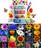 HOME GROWN Wildflower Seeds Mix - 49,100+ (2oz) Bulk Mix, 21 Varieties Wild Flower - Bee and Butterfly Garden Pack - Native Annual Flowers for Planting for Your Garden