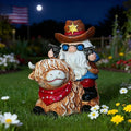 Solar Highland Cow Gnome Statue - Hand-Painted Resin Outdoor Decor for Garden & Yard, Unique Mothers Day Birthday Gifts for Grandma Women (Weatherproof)