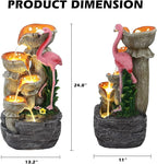 Grepatio Outdoor Water Fountain, 5 Tier Garden Waterfalls with 5 LED Lights, Modern Indoor/Outdoor Floor Standing Water Fountain with Pump for Garden, Patio, House Decor
