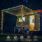 Solar Rope Lights, 66ft 200LED Solar String Lights, 8 Modes Waterproof Solar Powered Outdoor Light, Flexible Clear Tube Light for Garden Backyard Patio Deck Porch Pool Tree Christmas Decor - Red&Green