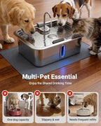 18L/4.76Gal Extra Large Dog Water Fountain with Silicone Mat & 3 Filters, Quiet Pet Water Fountain for Giant Breeds, Stainless Steel Dog Water Bowl Dispenser with Visible Window & Alert Light