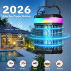 Solar Bug Zapper Outdoor, 4 in 1 Portable & Rechargeable Bug Zapper Outdoor with 5000mAH Battery, 4000V Mosquito Zapper Waterproof with LED Night Light, for Camping, Patio, Backyard (Black)