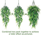 Sggvecsy 6 Pack Artificial Hanging Plants Fake Hanging Plant Faux Hanging Boston Ferns Fake Ivy Vines Greenery UV Resistant Plastic Plants for Indoor Outdoor Room Wall Wedding Patio Porch Decor