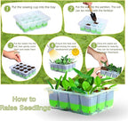 Seed Starter Tray,5-Pack Reusable Silicone Seed Starter Tray with 5 Base Trays,Foldable Design for Easy Transplanting,Indoor Gardening Supplies for Vegetables, Flowers & Herbs,60 Cells Total