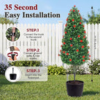PATIO CHOICE 3ft Artificial Topiary Trees with Rose Set of 2 Outdoor Faux Plants Realistic Faux Bushes and Shrubs Decorations for Outdoor Front Porch Garden (Rose, 36in)