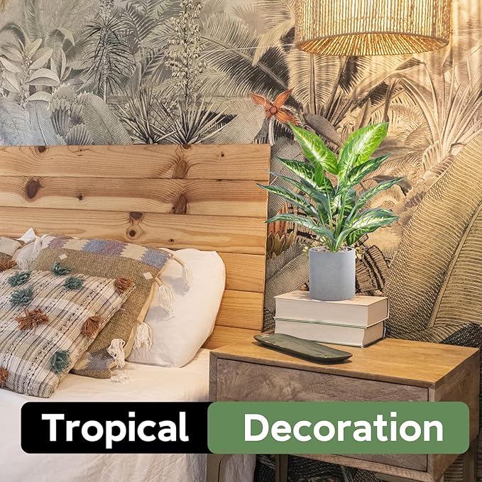 16" Small Fake Plants Artificial Tropical Faux Plants Indoor for Office Desk Shelf Bathroom Home Decor