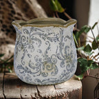 Dosayes Rustic Ceramic Planter, 6 Inch Tuscan Vintage Flower Pot with Drainage, Farmhouse Garden Pot for Indoor Plants, Kitchen & Garden Tuscan Decor, Plant Lover Gift (Grey)
