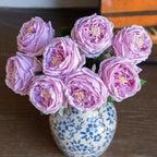 DUYONE Fake Flowers for Decoration Home Decor Artificial Flowers Austin Rose Peony Latex Fake Flower Living Room Decoration Vivid Pink Roses Peonies (Light Purple 4pcs)