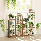 Bamworld Tall Plant Stands Indoor 4 Sets Plant Shelves Outdoor Wooden Plant Holder for Multiple Plants Flower Stands for Living Room Balcony Garden Patio Lawn Window