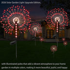 2 Pack 250LED Solar Garden Lights Outdoor, Dual Lighting Modes Firework Lights Solar Powered, Waterproof Twinkle Fairy Light Outside for Yard Patio Pathway Christmas Party Decorative(Red)
