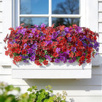 Alupssuc 20 Bundles Artificial Flowers for Outdoor Indoor Decoration, UV Resistant No Fade Fake Plants Eucalyptus, Colorful Faux Spring Flowers for Outside Yard Porch Patio Garden Home Window Box