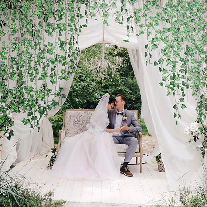 18 Pack 126 Feet Vines,Ivy,Ivy Garland,Fake Ivy,Fake Leaves,Ivy Vines,Artificial Vines,Green Vines,Leaves Room Decor,Vines for Bedroom,Wall Decor,Wedding Party
