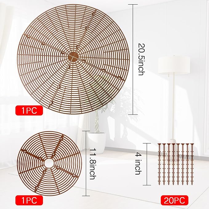 2 Pcs Plant Pot Grid Soil Protector Covers Large and Medium Cuttable Grid Flower Protector with Deep Stakes for Indoor Outdoor Office Hotel Home Furnishing Shopping Mall Garden