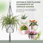 EBOOT 2 Pack 48 Inch Large Macrame Plant Hanger Rope to Hang Flower Pot Plant Holder for Indoor Outdoor Decorations, 4 Legs (Grey)