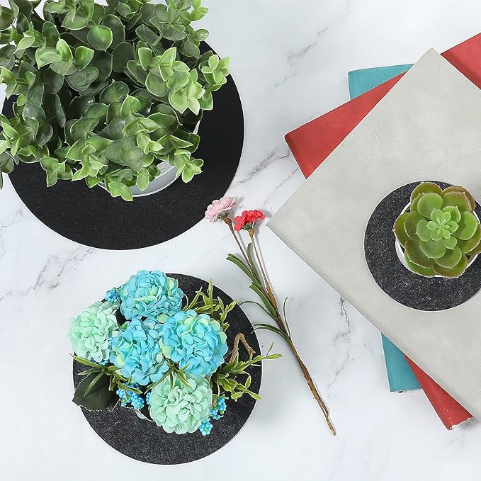 Felt Plant Coaster Mat, 6 Pcs Round Plant Saucers for Indoors Reversible Absorbent Waterproof Fabric Flower Pot Saucers for Gardening Outdoor Pots, DIY Craft Supplies(4”, 6”, 8”)