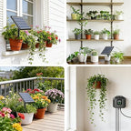 Biling 3W Solar Powered Drip Irrigation System, Digital Programmable Automatic Watering Kit with 2200mAh Battery for 15 Potted Plants, Indoor/Outdoor Use for Garden, Patio, Greenhouse