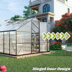 8x10 FT Greenhouse for Outdoors, Polycarbonate Greenhouse with Quick Setup Structure and Roof Vent, Aluminum Large Walk-in Green House for Outside Garden Backyard, Dark Gray