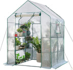Green Houses for Outdoors, PE Walk in Greenhouse with 2 Side Mesh Windows, Portable Green House with Anchors & Ropes Stands Up to Wind, 56"x56"x78" White